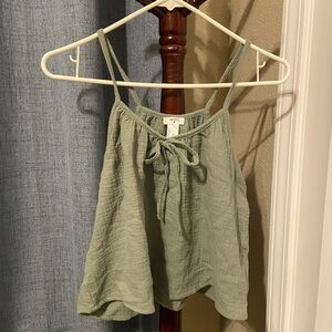 Forever 21 Women's Sage Green Sleeveless Spaghetti Strap Bow Blouse Size Small